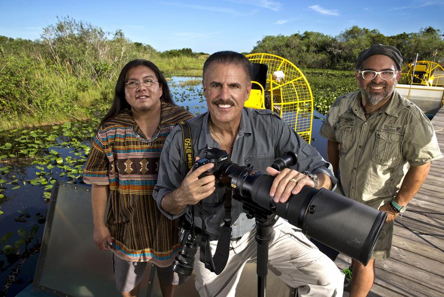 Cesar Becerra, Ron Magill and Houston Cypress in the Everglades on Sunday, August 16, 2015.